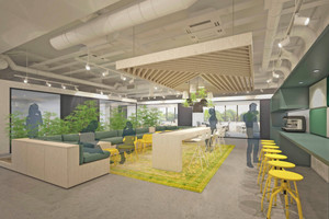  Die Lounge steht im Zentrum der neuen Arbeitswelten im Hauptsitz der Husqvarna Group in Ulm  