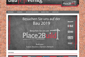  Infos gesucht? Auf unserer Seite ‚Place2Build‘ finden Sie das komplette Wochenprogramm der BAU 2019, Kongressvorträge und Referenten, Preisverleihungen oder geführte Rundgänge: www.place2build.de 