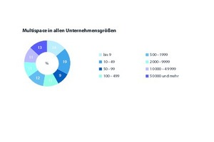  Grafik 5: Die Unternehmen mit „ Multispace“ als Arbeitsumgebung nach Unternehmensgröße 