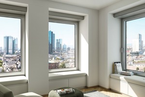  Schüco VentoTherm Twist als dezentrales, fensterintegriertes Lüftungssystem mit Zuluft, Abluft und Wärmerückgewinnung ermöglicht kontrollierten, raumindividuellen Luftaustausch, ohne das ­Fenster zu öffnen 