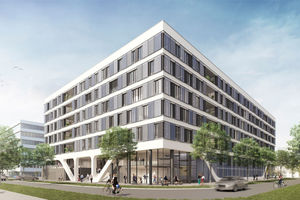  Das technologisch ambitionierte und auf Nachhaltigkeit setzende Projekt „nico“ wird als Büroimmobilie für das Lyoner Quartier in Frankfurt neue Maßstäbe setzen 