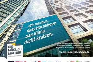  Die Möglichmacher haben sich nicht nur zusammengetan, um die Branche und ihre Möglichkeiten für potenzielle Kunden und Mitarbeiter bekannter zu machen. Es geht den Mitgliedsunternehmen auch darum, eine Wahrnehmung dafür zu etablieren, was hochwertiges und modernes Facility Management heute ausmacht. Mit ihrer neuen Kampagne zeigen die Möglichmacher, was sie zum Erfolg ganzer Branchen beitragen. Beeindruckende Bilder der Objekte machen diese Größe auf den ersten Blick sichtbar, verbunden mit klaren Aussagen dazu, was Facility Management möglich macht. Dabei werden gezielt einzelne Branchen angesprochen, um hier einen neuen Blick auf das Thema Facility Management zu eröffnen 