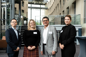  gefma-Förderpreise 2022 für Fachwirte: v.l.n.r. Oliver Kugelmann, Evelyn Lawrenz-Kendrick, Prof. Dr. Markus Lehmann, Veronika Seifert 