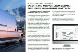  Das Whitepaper erläutert, wie sich mit ­einer digitalen Lösung im Field Service Management Prozesse optimieren. Mit einer digitalen Einsatzplanung, einermobilen Lösung für den technischen ­Außendienst und Self-Service-Funktionalitäten lässt sich die Erstlösungsrate ­steigern 