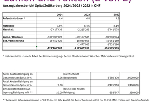  Tabelle 1: Auszug aus dem Jahresbericht der untersuchten Klinik 2022 bis 2024 (in CHF). 