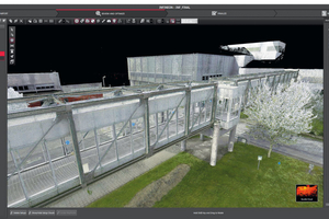  3D-Aufnahme – Außenansicht des Verbindungsganges. 
