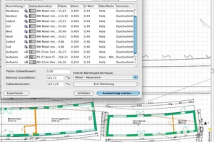  Links: Je genauer die Angaben zur Gebäudeausrichtung, zu den gewählten Baumaterialien oder zur Heiztechnik, desto verlässlicher die Energiebilanz-­Prognose (Graphisoft).  