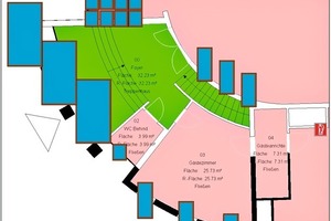  CAD-Plan mit maßstäblicher Darstellung der Fenster und Glasreinigungsflächen 