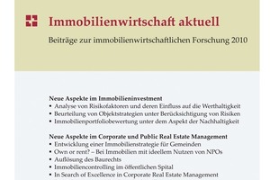  Dieser Band enthält zwölf aktuelle Beiträge zur Immobilienbewertung in der Schweiz. Die Arbeiten bieten raschen und einfachen Zugriff auf aktuelle Erkenntnisse aus den Themengebieten «Immobilien Investment», «Corporate und Public Real Estate Management» und «Projektentwicklung». In der Reihe Immobilienwirtschaft aktuell erscheinen jedes Jahr Publikationen zu aktuellen Themen in der Schweizer Immobilienwirtschaft. Ihr Ziel ist die Förderung der akademischen und zugleich praxisnahen Diskussion immobilienrelevanter Themen in der Schweiz.Das CUREM – Center for Urban &amp; Real Estate Management – ist Teil des Swiss Banking Instituts der Universität Zürich und widmet sich der immobilienwirtschaftlichen Forschung und Weiterbildung. Ziel ist die Förderung der Professionalisierung der Immobilienwirtschaft in der Schweiz. Nebst dem als ersten, in der Schweiz von RICS akkreditierten, berufsbegleitenden Studiengang zum «Master of Advanced Studies (MAS) in Real Estate», führt CUREM ver­schiede­ne kurze Kurse durch. CUREM publiziert regelmäßig in der Reihe «Immo­bilienwirtschaft aktuell» und organisiert die Fachveranstaltung CUREMhorizonte.Immobilienwirtschaft aktuell (2010), Beiträge zur immobilienwirtschaftlichen Forschung 2010; Reihe Immobilienwirtschaft 2011, 180 Seiten, zahlreiche Abbildungen und Tabellen, Format 15 x 21,5 cm, broschiert, CHF 45.00 / EUR 34.00 (D), ISBN 978-3-7281-3297-0, vdf Hochschulverlag AG an der ETH ZürichBuchbestellungen unter: Profil – Buchhandlung im Bauverlag, www.profil-buchhandlung.de 