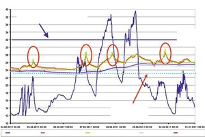  Monitoring-Diagramm mit systematischen Überhitzungsproblemen 