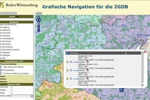  Die Finanzämter einer Region werden in einer Landkarte dargestellt. Die Informationsdichte ist höher als in einer Auflistung, zugleich findet der Betrachter schneller was er sucht 